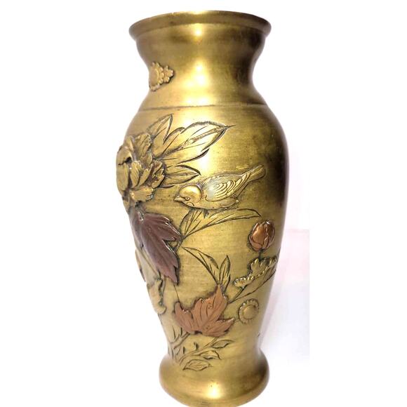 Antique Other - 7"   19th Century  Japanese Meiji Period  Bronze / Copper Mixed Metal Vase